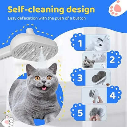 3-in-1 Dog Hair Brush Cat Hair Brush Electric Pet Cleaning Brush Steam Spray Brush Massage Hair Removal Comb Anti-Tangle Brush